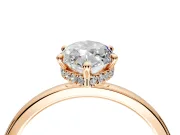 Hidden Halo Engagement Ring Setting for Marquise Center with Plain Band and Tall Prong Head in Rose Gold