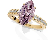 Solitaire Engagement Ring Setting for Fancy Pink Marquise Center with Single Row Accent Band and Prong Head in Yellow Gold