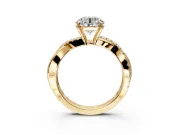 Crossover Engagement Ring Setting for Round Cut Center with Pave and Plain Strands and Prong Head in Yellow Gold