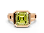Solitaire Engagement Ring Setting for Fancy Yellow Asscher Cut Center with Wide Band and Bezel Head in Rose Gold