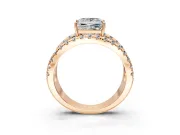 Solitaire Engagement Ring Setting for Princess Cut Center with Wide-Open Split Shank and Prong Head in Rose Gold