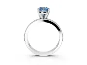 Milgrain Pave Engagement Ring Setting for Fancy Blue Cushion Cut Center with Accent Band and Prong Head in Platinum