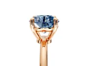 Minimalist Solitaire Engagement Ring Setting for Fancy Blue Round Cut Center with Thin Band and Prong Head in Rose Gold