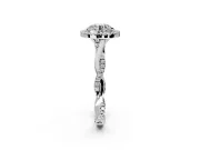 Halo Engagement Ring Setting for Round Cut Center with Twist Band and Prong Head in White Gold
