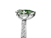 Solitaire Engagement Ring Setting for Fancy Green Pear-Shaped Center with Fine Pave Band and Prong Head in Platinum