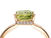 Hidden Halo Engagement Ring Setting for Fancy Yellow Princess Cut Center with Wide Flat Plain Band and Prong Head in Rose Gold