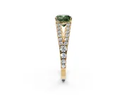 Solitaire Engagement Ring Setting for Fancy Green Cushion Cut Center with Pave Split Shank and Prong Head in Yellow Gold