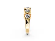 Round Cut Lab-Grown Diamond Channel-Set Wedding Band with X-Prong Detail in Yellow Gold