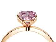 Solitaire Engagement Ring Setting for Fancy Pink Cushion Cut Center with Thin Rounded Plain Band and Prong Head in Rose Gold