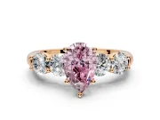 5 Stone Engagement Ring Setting for Fancy Pink Pear-Shaped Center with Graduated Accents and Prong Head in Rose Gold