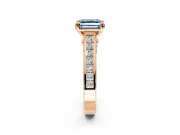 Solitaire Engagement Ring Setting for Fancy Blue Asscher Cut Center with Channel Band and Double Claw Prong Head in Rose Gold
