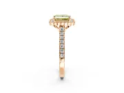 Milgrain Floral Halo Engagement Ring Setting for Fancy Yellow Princess Cut Center with Pave Band and Prong Head in Rose Gold