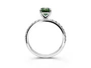 Solitaire Engagement Ring Setting for Fancy Green Emerald Cut Center with Micro Pave Band and Prong Head in Platinum