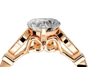 Solitaire Engagement Ring Setting for Heart-Shaped Center with Marquise and Bezel Accents and Prong Head in Rose Gold