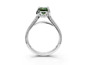 Solitaire Engagement Ring Setting for Fancy Green Emerald Cut Center with Accented Split Shank and Prong Head in Sterling Silver