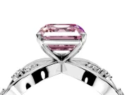 Solitaire Engagement Ring Setting for Fancy Pink Asscher Cut Center with Criss-Cross Accent Band and Prong Head in Platinum