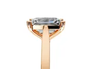 Solitaire Engagement Ring Setting for Emerald Cut Center with Tapered Shoulders and Prong Head in Rose Gold