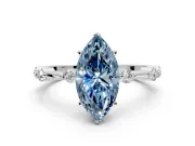 Solitaire Engagement Ring Setting for Fancy Blue Marquise Center with Bezel Station Band and Prong Head in Platinum