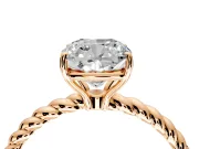 Solitaire Engagement Ring Setting for Cushion Cut Center with Plain Twisted Rope Band and Prong Head in Rose Gold