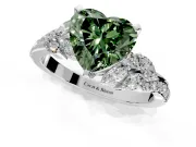 Solitaire Engagement Ring Setting for Fancy Green Heart-Shaped Center with Marquise Accent Twist Band and Prong Head in White Gold