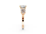 Cluster Engagement Ring Setting for Princess Cut Center with 2-Row Shoulder Clusters and Prong Head in Rose Gold