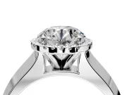 Halo Engagement Ring Setting for Round Cut Center with Knife Ridge Cathedral Band and Prong Head in Platinum