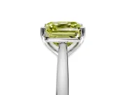 Solitaire Engagement Ring Setting for Fancy Yellow Asscher Cut Center with Narrow Cathedral Band and Prong Head in Sterling Silver