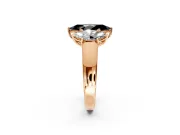 3 Stone Engagement Ring Setting for Fancy Black Marquise Center with Raised Basket Heads and Prong Head in Rose Gold