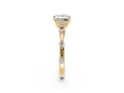 Solitaire Engagement Ring Setting for Princess Cut Center with Bezel Station Band and Prong Head in Yellow Gold