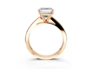 Solitaire Engagement Ring Setting for Asscher Cut Center with Princess Cut Channel Band and Prong Head in Rose Gold