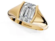 Tension Engagement Ring Setting for Emerald Cut Center with Wide Tapered Band and Tension Head in Yellow Gold