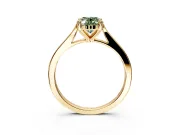 Solitaire Engagement Ring Setting for Fancy Green Oval Center with Tapered Shoulders and Prong Head in Yellow Gold
