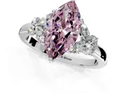 Solitaire Engagement Ring Setting for Fancy Pink Marquise Center with Marquise Flower Shoulders and Prong Head in White Gold