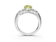 Cluster Engagement Ring Setting for Fancy Yellow Cushion Cut Center with Round Cut Accent Frame and Prong Head in Platinum
