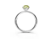 Low-Set Solitaire Engagement Ring Setting for Fancy Yellow Oval Center with Thin Plain Band and Prong Head in Platinum