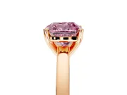 Solitaire Engagement Ring Setting for Fancy Pink Cushion Cut Center with Basket Rail and Prong Head in Rose Gold