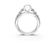 Solitaire Engagement Ring Setting for Fancy Pink Radiant Cut Center with Graduated Shared Prongs and Prong Head in Platinum