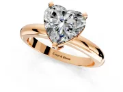Solitaire Engagement Ring Setting for Heart-Shaped Center with Wire Band and Prong Head in Rose Gold