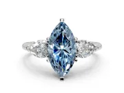 3 Stone Engagement Ring Setting for Fancy Blue Marquise Center with Large Pear-Shaped Accents and Prong Head in Platinum