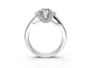 Solitaire Engagement Ring Setting for Fancy Blue Pear-Shaped Center with Wide Band, Pave Collar and Prong Head in Platinum