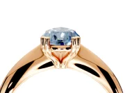 Solitaire Engagement Ring Setting for Fancy Blue Pear-Shaped Center with Reverse Tapered Band and Prong Head in Rose Gold