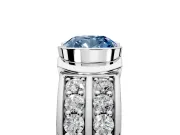 Bezel Engagement Ring Setting for Fancy Blue Cushion Cut Center with Wide Channel-Set Band and Bezel Head in Sterling Silver
