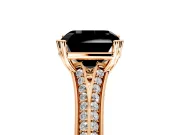 Solitaire Engagement Ring Setting for Fancy Black Asscher Cut Center with Pave Rail Split Shank and Prong Head in Rose Gold