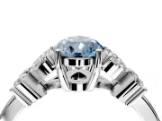 Floral Engagement Ring Setting for Fancy Blue Pear-Shaped Center with Marquise Cluster Shoulders and Prong Head in Sterling Silver