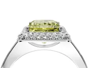 Halo Engagement Ring Setting for Fancy Yellow Princess Cut Center with Plain Tapered Band and Prong Head in Platinum