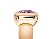 Solitaire Engagement Ring Setting for Fancy Pink Asscher Cut Center with Wide Band and Bezel Head in Rose Gold