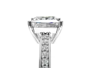 Solitaire Engagement Ring Setting for Princess Cut Center with Channel-Set Accent Band and Prong Head in Platinum