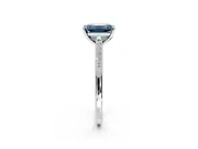 Solitaire Engagement Ring Setting for Fancy Blue Emerald Cut Center with Channel Accents and Prong Head in Sterling Silver