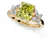 Floral Engagement Ring Setting for Fancy Yellow Radiant Cut Center with Marquise Cluster Shoulders and Prong Head in Yellow Gold
