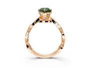 Solitaire Engagement Ring Setting for Fancy Green Radiant Cut Center with Accented Twist Band and Leaf Prong Head in Rose Gold